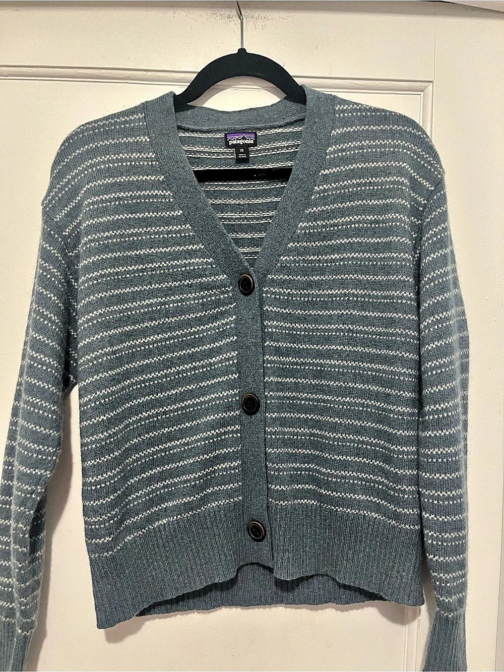 Patagonia Recycled Wool-Blend Cardigan Striped Cardigan Blue
